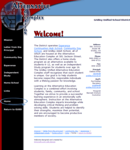 screenshot of Alternative Education Complex web site