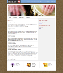 screenshot of Frontline Church web site