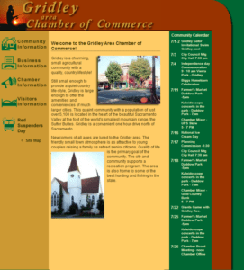 screen shot of Gridley Area Chamber of Commerce web site