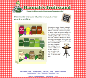 screenshot of Hanna's Fruitstand web site