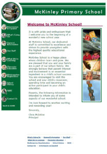 screenshot of McKinley Primary School web site