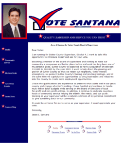 screenshot of Vote Santana web site