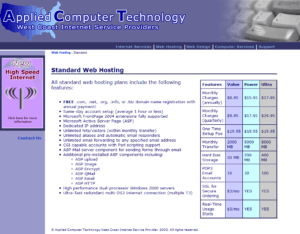 Screen shot of Applied Computer Technology web site