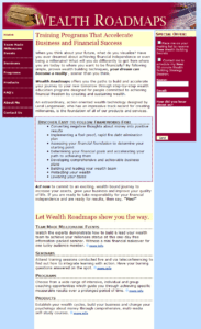 screenshot of web site landing page for Wealth Roadmaps