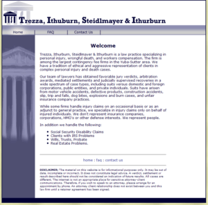 thumbnail of website landing page for a law firm, Trezza, Ithurburn, Steidlmayer & Ithurburn