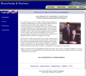 screenshot of Beauchamp and Santana web site