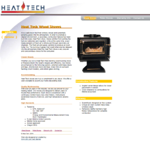 screenshot of Heat Tech web site